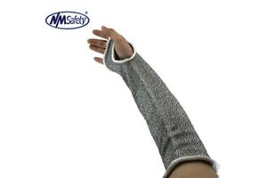 NMSAFETY Cut Resistant Level A4 HPPE Knit Thick Protection Arm Sleeves with Thumb Holes