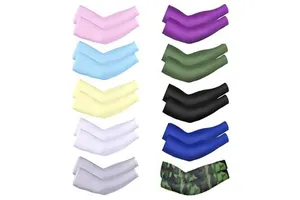 25 Colors UV Protection Sunscreen Cooling Custom Logo Sport Outdoor Cycling Gloves Arm Cover Ice Silk Sleeve Women's Summer
