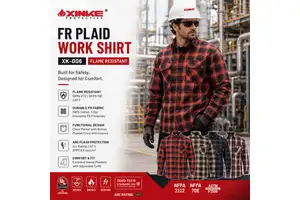 Custom Flame Retardant Work Shirt 100% Cotton FR Plaid Shirt Fire-resistant Clothing For Electric And Oilfield Worker