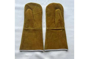 OEM/ODM Customizable Brown Textured Heat Resistant Spark Proof Split Cowhide Two Finger Welding Gloves for Welding Operation
