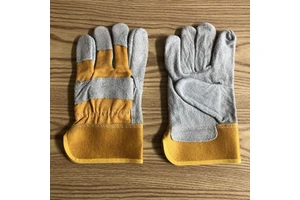 High Quality Textured Tear-Resistant Yellow Cowhide Split Polyester Safety Welding Gloves 26cm 1.1-1.2mm Thickness Customizable