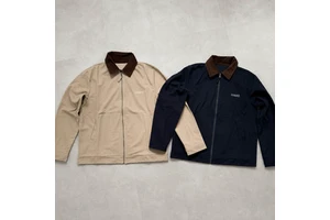 Hot Sale Custom Logo Twill Worker Jacket Fit Corduroy Collar Zip Up Front Durable Cotton Workwear Heavy Cotton Jacket For Men