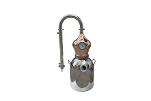 Versatile Alcohol Essential Oil Distiller Boiler Fermenter 15L Brewing Tank Red Copper Stainless Steel Construction Easy Operate