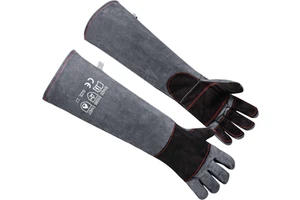 WANZHUO Anti-cut Heat-Resistant Leather Welding Gloves 14-inch Black-Gray Safety Work Gloves