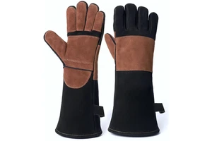 High Grade Leather Heat-resistant Puncture-Resistant Cut-Resistant Full Finger 16-inch Welding Gloves Durable Double Stitching
