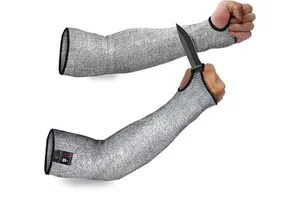 Grey Black Cut Resistant Sleeves with Thumb Hole Level 5 Protection Slash Resistant Safety Protective Arm Sleeves