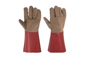 Double Layer Cowhide Leather Welding Gloves-Long Cuff Heat Resistant Anti-Slip Textured Powder-Free Silicone-Free Safety Gloves