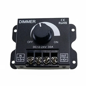 30A LED Dimmer DC 12V 24V 360W Adjustable Brightness Lamp Bulb Strip Driver Single Color Controller