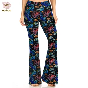 Meiyang Custom Printed Logo High Waist Hip Lifting Yoga Pants Tight Wide Leg Flared Pants Women Gym Sports Fitness Leggings
