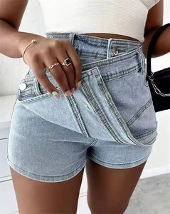 Women's Summer Fashion Diamond Jeans Shorts Breathable Pearl Quick Dry Casual Elastic Waist 100% Cotton Sporty Custom Color
