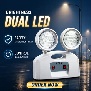 LED Twin Head Emergency Light 4W 10W Wall Mount ABS Housing IP20 Damp Place Emergency Exit Lamp 3 Hours Discharge Time