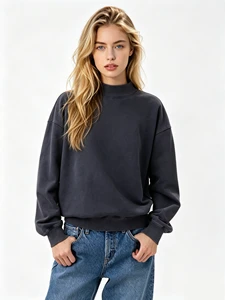 Wholesale Comfort Slim Women Mock Neck Top All Season Casual Casual Tops