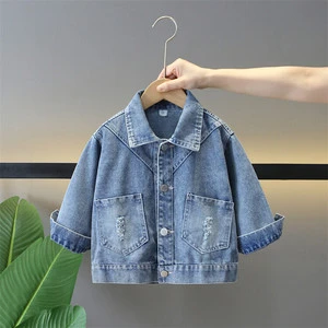 Girls Spring Autumn Washed Denim Jacket with Big Lace Bow Decor Back Lapel Button up Casual Outerwear