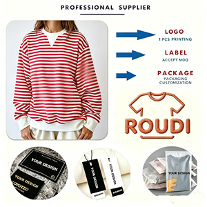 Women's Winter Striped V-Neck Long-Sleeved Sport Shirt Loose Casual Pullover 100% Cotton