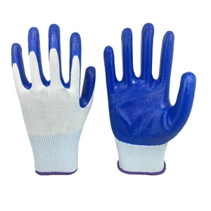 Hand Gloves 13G White Polyester Gray Nitrile Work Safety Gloves Personal Protective Equipment