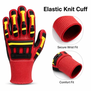 Professional TPR Anti-Impact Gloves Cut Resistant ANSI A3 Nitrile Coated Breathable Textured Knit Wrist Anti-Vibration for