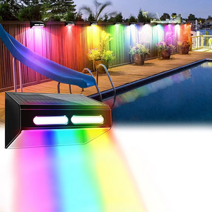 RGB Solar Wall Sconce 10 Modes 8 Color Changing IP65 Waterproof Dusk To Dawn Exterior Wall Lamp For Garden Patio Fence Decor