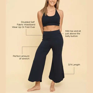 Custom Logo Women High Quality Natural Active Gym Wear High Waisted Bottoms No Front Seam Solid Breathable 3/4 Flare Yoga Pants