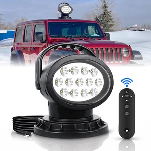 IP66 Remote-Control LED Search Light Magnetic Mount 360° Rotating 12-24V for Truck Boat Emergency Lighting