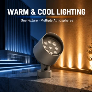 Creative Resort Architectural Facade Wall Accent Landscape IP65 AC85-265V 18W Monochromatic Exterior Round Floodlight R120