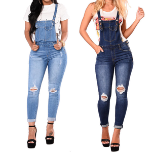 Blue Team | Custom Plus Size Women's Cargo Pants One Piece Belt Overalls for Women Zipper Pants Casual Denim Rompers Pants