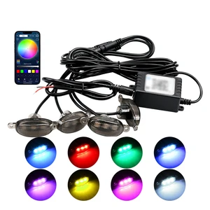 RGB Car Front Grille Lighting APP Control 12V Led Grid Hood Light for Modify Off-road Vehicles Jeep SUV Decorative Signal Lamp