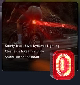 Stylish Bike Lights Rear Lamp Brake Sensing Outdoor Cycling LED 600mAh Rechargeable IP66 Bicycle Tail Light For Night Riding
