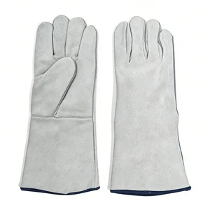 Cowhide Leather Safety Welding Gloves Anti-Slip Puncture-Resistant Breathable Abrasion Resistant Durable Elastic Wristlet 46cm