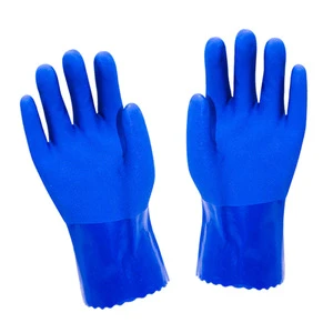 Mechanic Chemical Resistant PVC Gloves Non-slip Anti-cutting Oil Proof Safety Working Gloves Blue/Black CE EN388 Certified