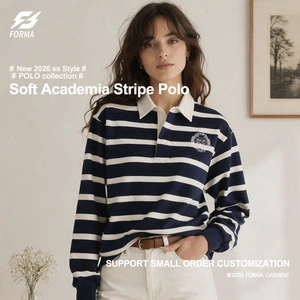 Women Knitted Soft Breathable Academia Stripe for Long Sleeve Cotton Blend Casual Loose Fit Vintage Preppy Style Shirt