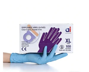 100 PCS/Box Powder-Free Blue Nitrile Examination Gloves Food Grade Disposable Safety Gloves for Restaurant Household Use