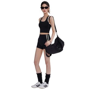 Women's Color Block U-Neck Yoga Set, 2-Piece Workout Outfit with Sports Bra & Shorts for Pilates Stretchy Quick Dry Workout Set