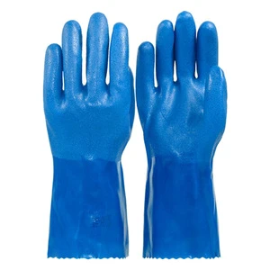 SONICE Industrial Heavy Duty Safety Gloves Blue PVC/Nitrile Smooth Palm Waterproof Oil Heat Resistant CE EN388 Certified