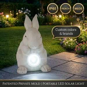 Creative Rabbit Motion Sensor Night Light for Garden Light Color Logo OEM ODM Outdoor LED Solar Light Garden Rechargeable IP65