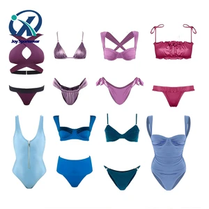 Professional Custom Satin Bikini Set Solid Color Swimsuit Women Beachwear Swimwear Manufacturer