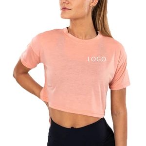Wholesale Plus Size Women's Casual Cropped Top Oversized Knitted Cotton Tee Breathable