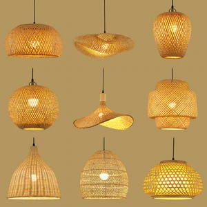 Handmade Asian Style Woven Bamboo Rattan Pendant Light for Home Cafe Restaurant Hotel