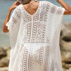 Women Summer Beach Cover up Manufacture Solid Color Swimsuit Beach Cover up Dresses Hollow Out Beachwear