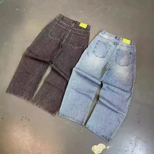 Custom Designer Y2K High Street Boys Loose Acid Wash Vintage Denim Pant Baggy Plus Size Men's Jeans Autumn Summer Spring