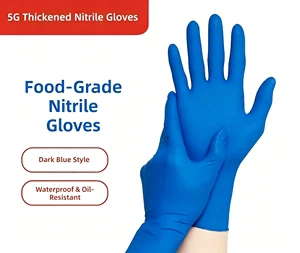 Industrial Safety Blue Nitrile Gloves Food Grade Disposable Latex Free Powderless Working Hand Protection for Kitchen Factory