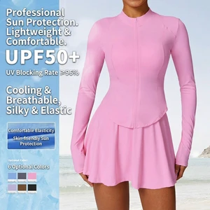 Long-sleeved UV-protective Quick Dry Ice-silk Women's Tennis Apparel Summer Clothing Set Breathable Sun-proof Coat Inner Safety