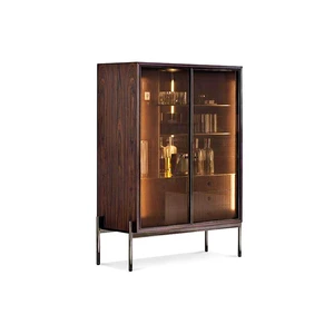 Italian Light Luxury Glass Wall Wine Display Cabinet With Lamp Modern High-end Villa Home Dining Storage Sideboard