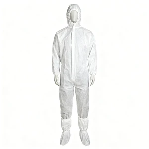 White Microporous Disposable Coveralls Type 5 6 Non Woven Disposable Protective Clothing Hazmat Suit With Hood for Industrial