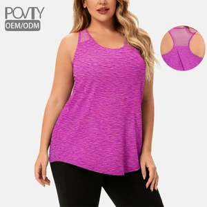 POVTY Custom Logo Women's Plus Size Workout Tank Tops Loose Fit Summer Sleeveless Racerback Athletic Tops Shirts Running Vest