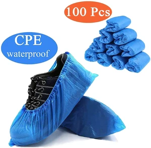 Hot Selling Disposable Medical Safety Anti-Slip Overshoe Handmade PP CPE Plastic Waterproof Shoe Covers Wholesale Cap Shoe Cover