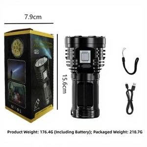 8LED High Power Bright Rechargeable Emergency Flashlight with 1000+ Lumens USB Charging ABS Lamp Body for Outdoor Use