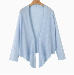 IMField Autumn and Summer New Hollowed-out Linen Mix Cotton Knit Cardigan Sequin Loose Blouse Women Cardigan