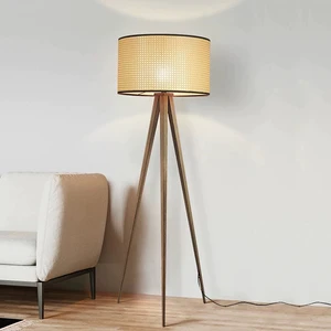 tripod Floor Lamp Metal Base fabric Drum Shade Modern Design hotel home Office Lighting