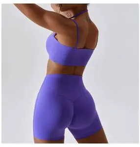 Women's Plus Size Strapless High Waist Yoga Top Shorts 2-Piece Set Reversible Solid Comfortable Compression Stretch Non-Front
