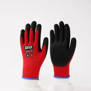 Natural Latex Crinkle Coated Gloves Cotton Knit Lining CE EN388 Non-Slip Textured Palm Industrial Safety Gloves